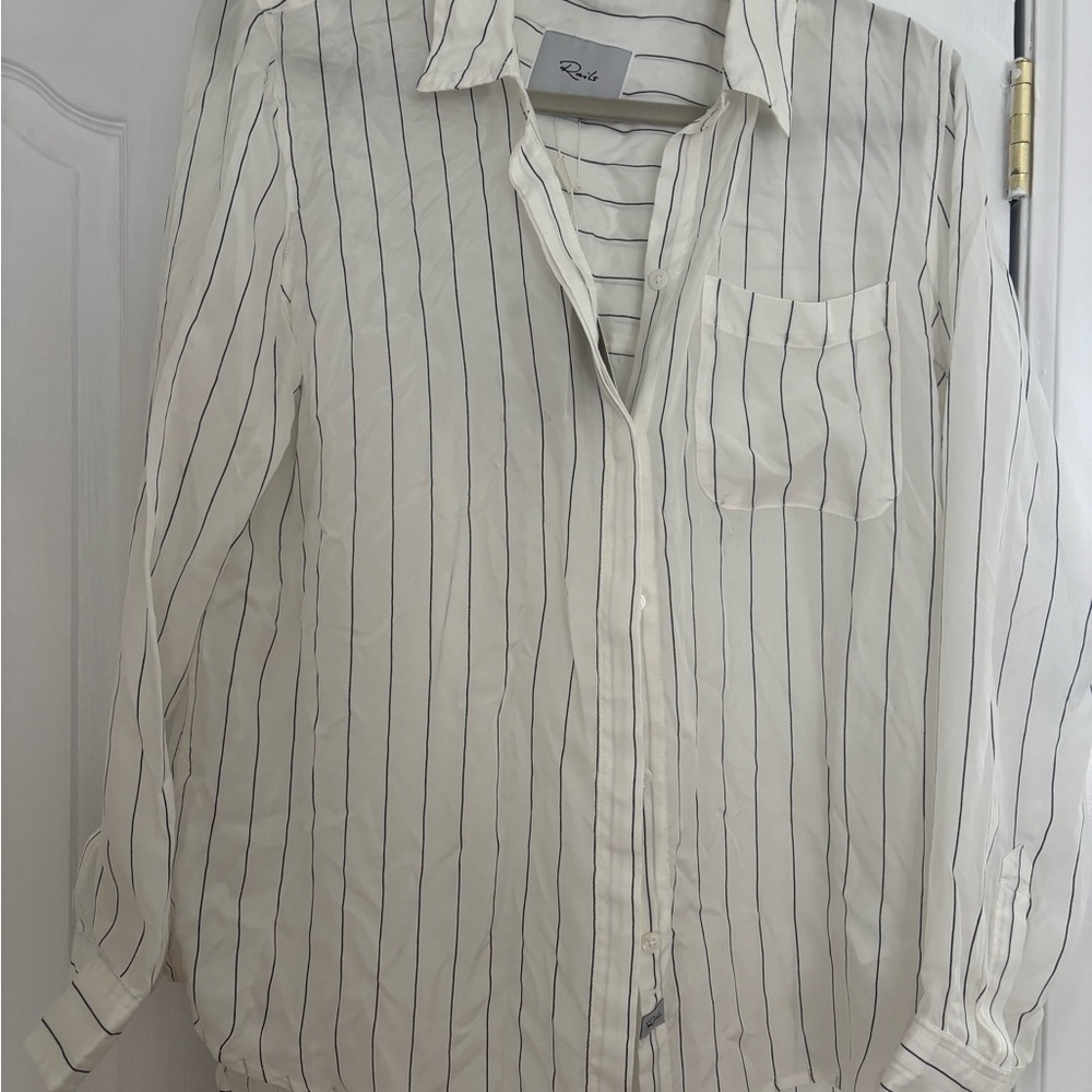 Rails White and Black Striped Button Down Shirt